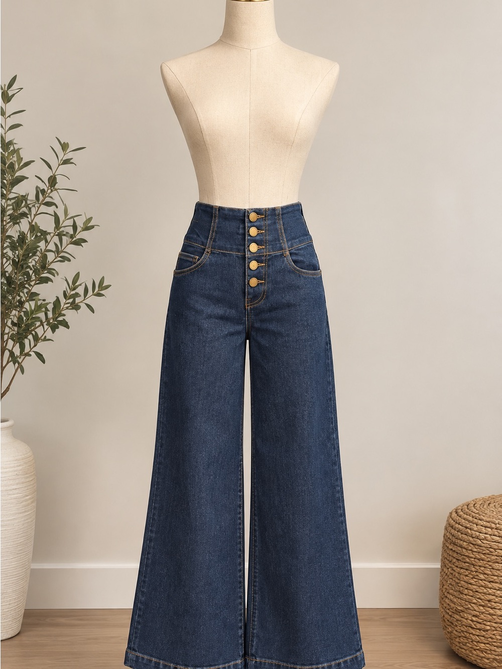 Bonnie Dark Wash Cropped Wide Leg Black Label Jeans